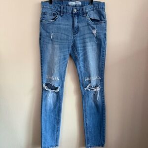 Broken Promises Jeans 30 Distressed Skinny Denim Cobra Embroidered Streetwear